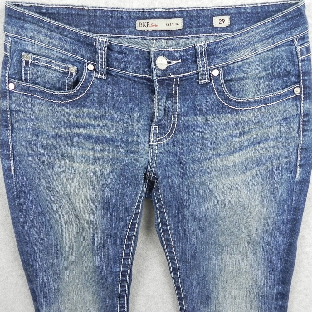 BKE Buckle Jeans Womens 29 Sabrina Cropped 5-Pocket Stretch Flex Denim Blue - Picture 2 of 11